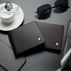 LAORENTOU Men's Card Wallets Genuine Cow Leather Credit Card Holders Standard Short Coin Pocket Casual Multi-function Card Purse