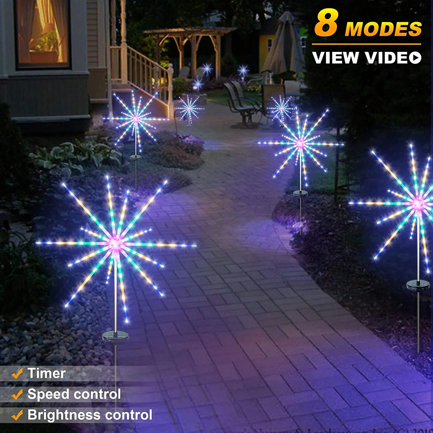 112LEDs 8Mode Timing Bright Fireworks Solar LED Light String Indoor/Outdoor Waterproof Holiday Garden Yard Decoration Light Lamp