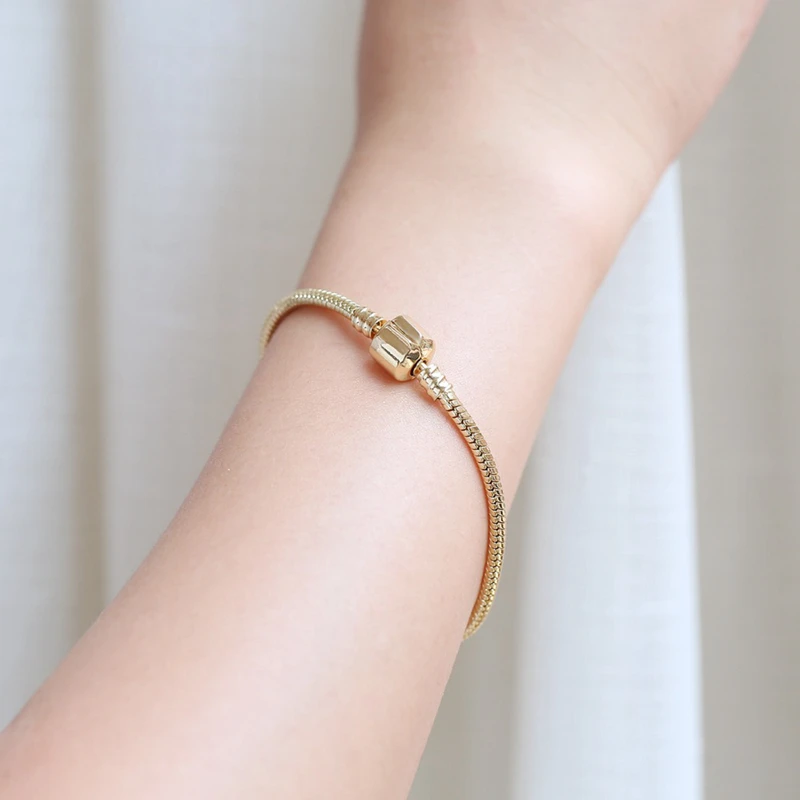 Basic snake chain pulseras 2021 mary poppins fit original european charms bracelet beads diy bangle women fashion jewelry making - Image 2