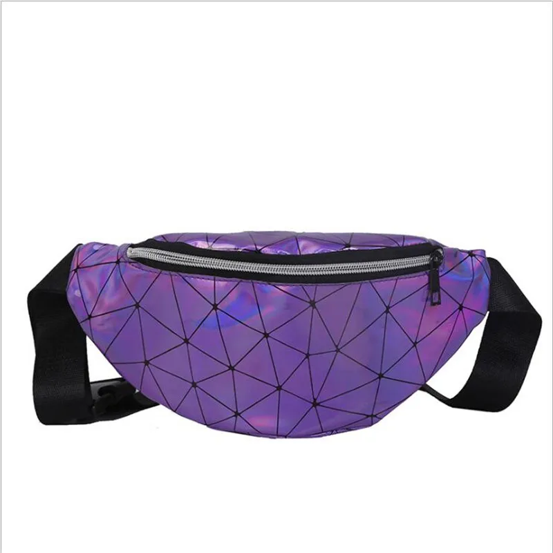 Holographic Waist Bag for Women Glitter Fanny Pack Waterproof Geometric Belt Bag Fashion Laser Waist Pack Phone Pouch Chest Bag