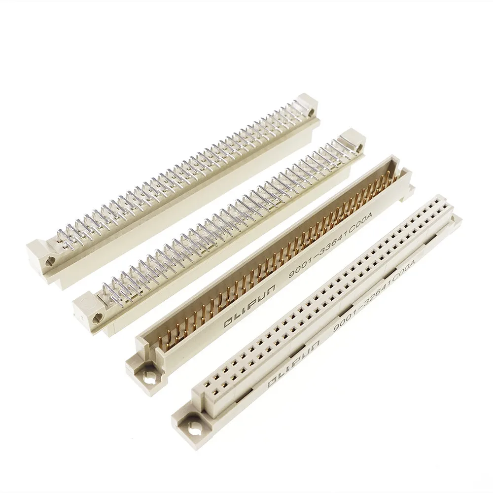 100 pcs DIN 41612 Connector Dual Row 64 Positions Header Male Straight Through Hole PCB Solder 2x32 Pin