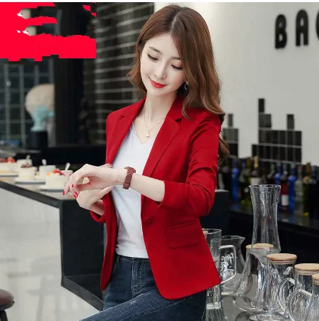 2020 new autumn Korean version of the women\'s self-cultivation of the skinny casual jacket red suit female Regular  Full