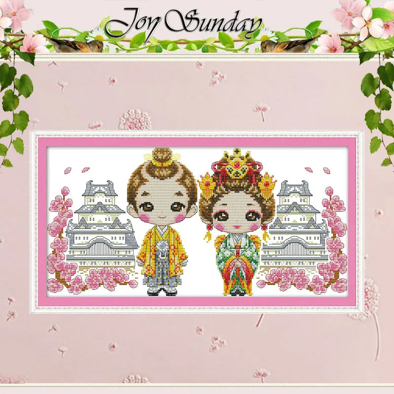 Kecantikan dari pola Kimono dihitung Set jahitan silang DIY 11CT 14CT 16CT dicap DMC Kit jahit silang bordir menjahit