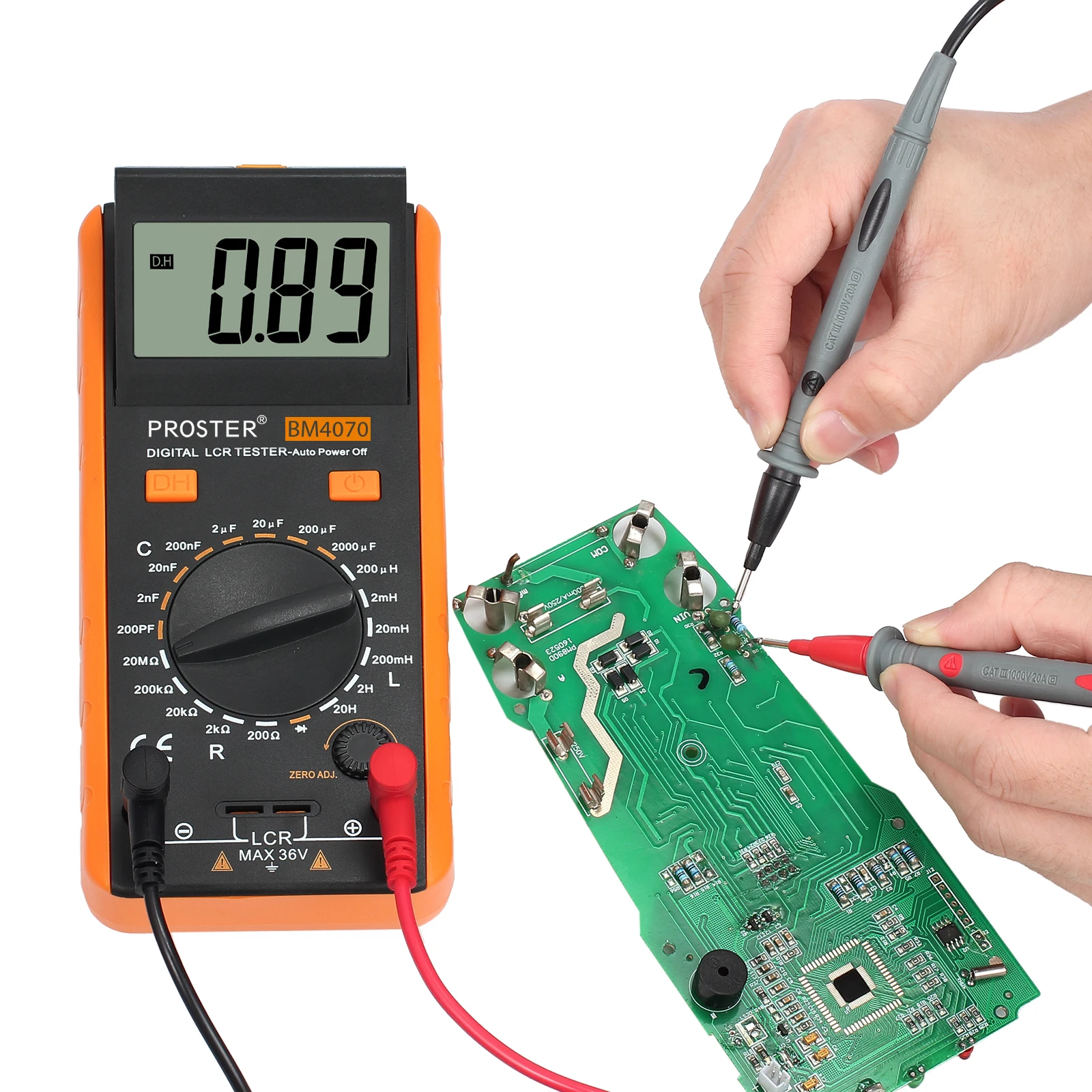 Proster LCR Meter Capacitance Inductance Resistance Digital Multimeter Measuring Meter Over Range Display with Crocodile Clips