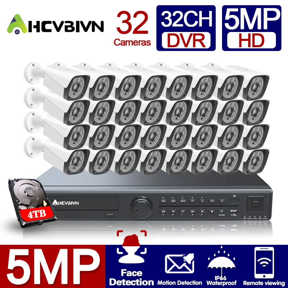 

HD 32 Channel 2MP 5MP AHD DVR Kit 5MP Video Surveillance Security Outdoor Indoor Waterproof CCTV Camera System 32CH DVR System