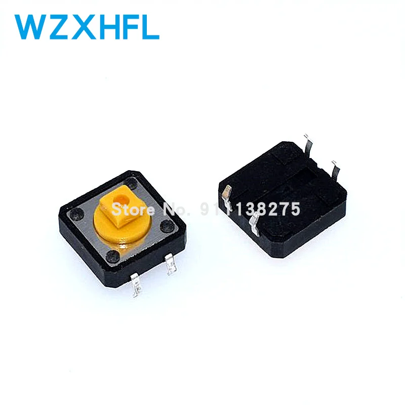 20PCS 12x12x7.3mm Tactile Switches Yellow Square Push Button Tact Switch 12*12*7.3 mm Micro Switches