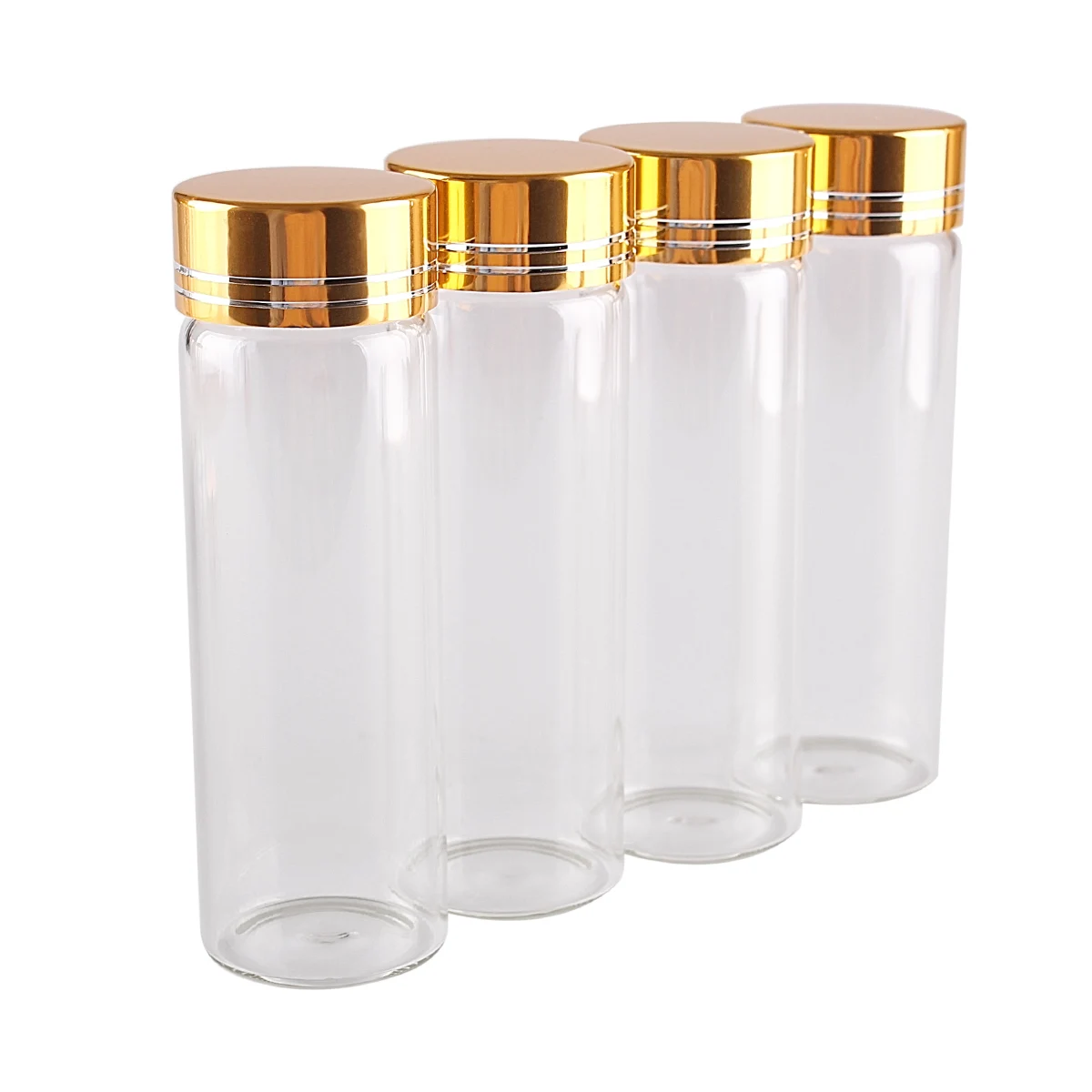 24 pieces 45ml 30*90mm Glass Bottles with Golden Caps Transparent Glass Perfume Spice Bottles Glass Container