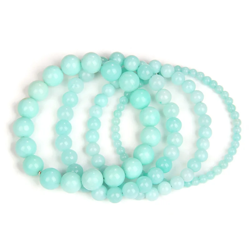 Blue Amazonite Stone Beaded Bracelets Women Men Jewelry Gem Stones Bracelet Lucky Yoga Meditation Reiki Gift Bracelets Wholesale