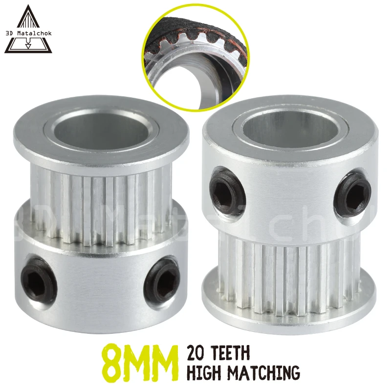 3D Printer Parts GT2 Timing Pulley 20 Tooth 2GT 20 Teeth Aluminum Bore 8mm Synchronous Wheels Gear For Width 6mm