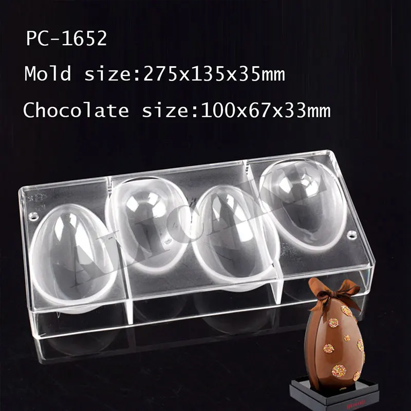 Chocolate Mold Polycarbonate Happy Easter Egg Chocolate Mould Cake Decoration Form Smooth Egg Confectionery Baking Bakery Tools