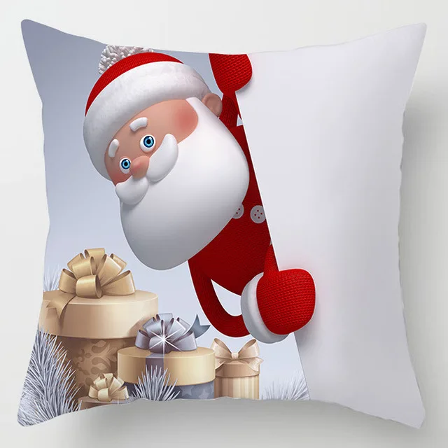 Sigle-sided Printing Polyester Christmas Decorative Throw Cushion Cover Cartoon Snowman Santa Claus Cushion Cover Car Home Decor