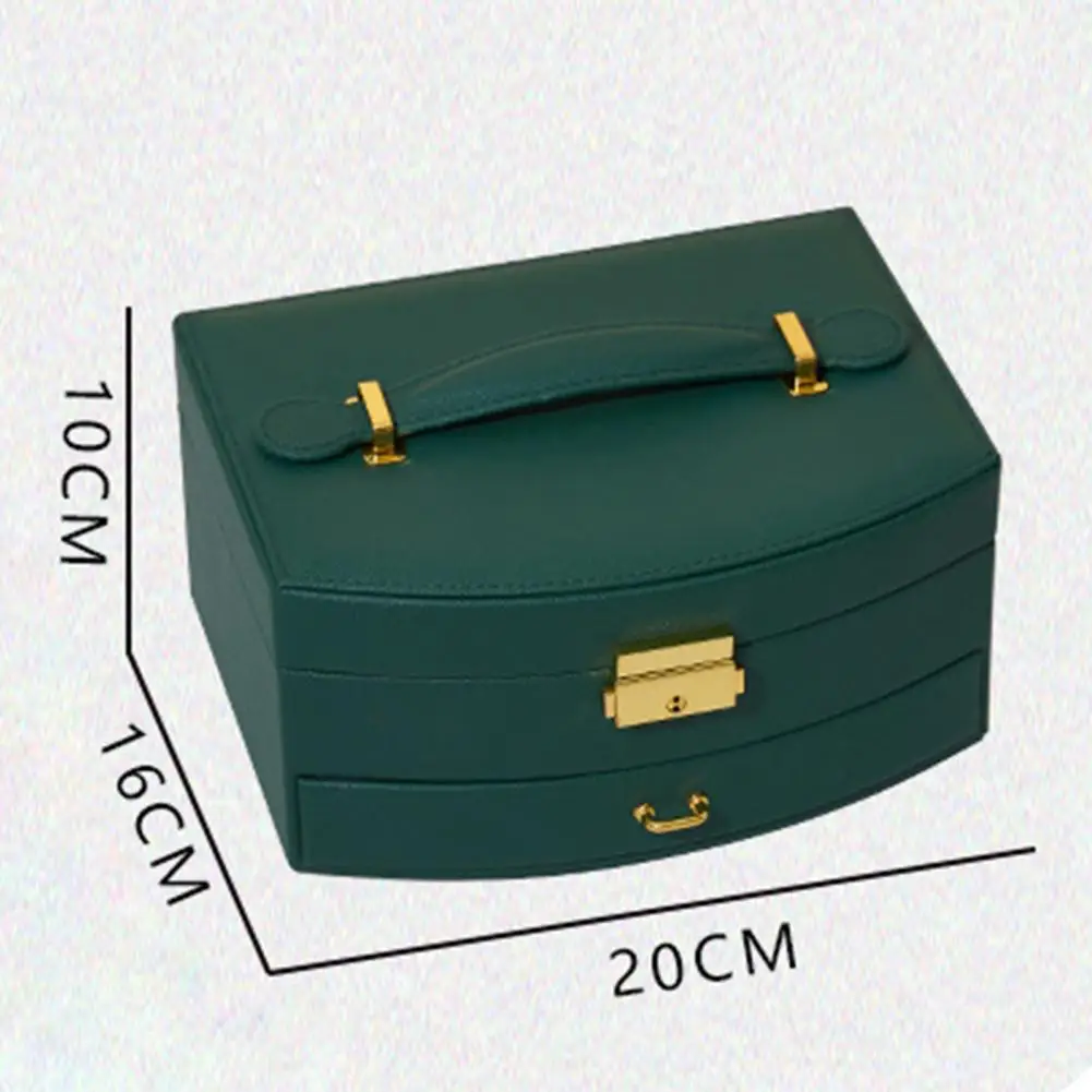 Jewelry Box Portable Fashion Large Capacity Drawer Type Faux Leather Two tiers Case Home Decoration Travel Storage