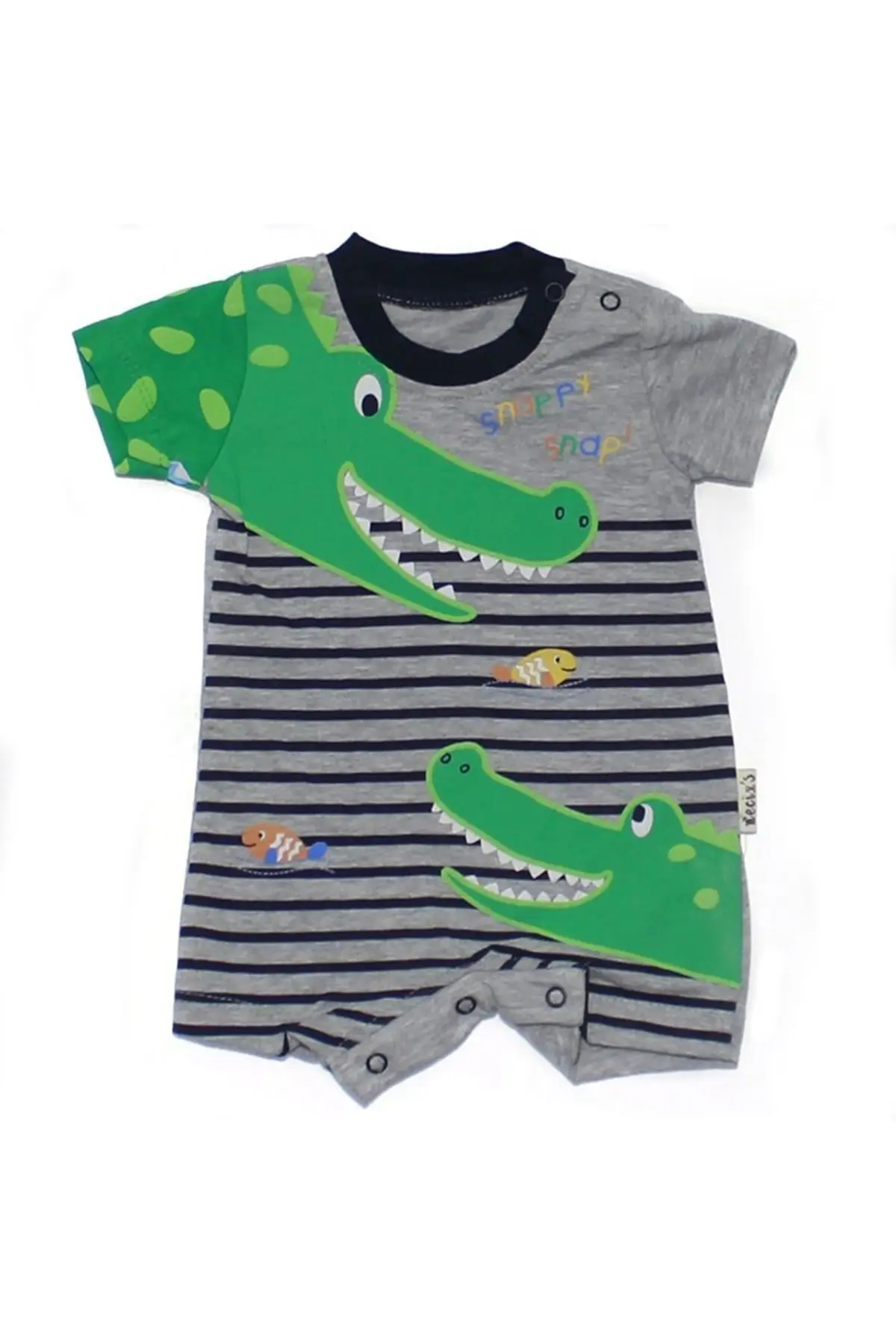 Crocodile Pattern Short-Sleeved Baby Jumpsuit