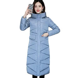 New Fashion Women Parkas Winter Warm Hooded cotton Coat Slim Basic Down cotton Jacket Women Casual Long Outerwear 3XL A2265