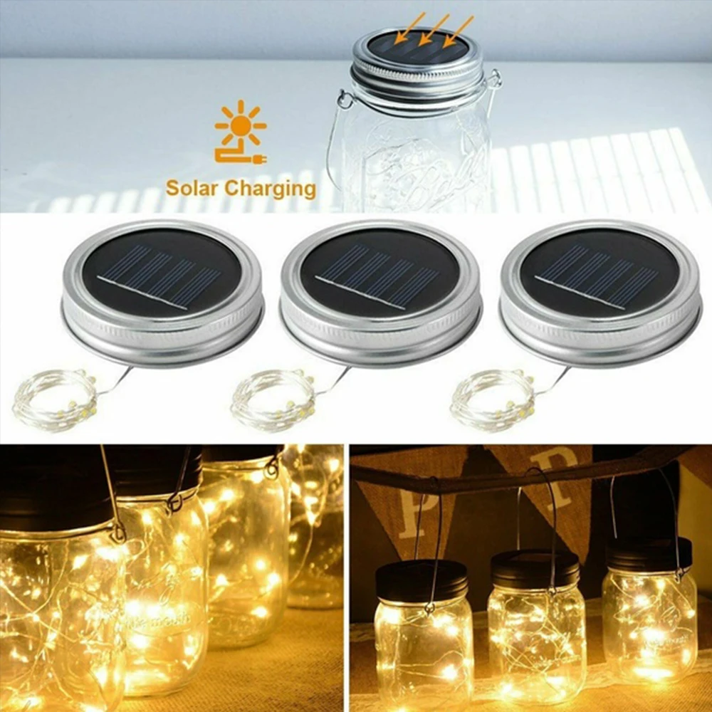 

2m 20LED Mason Jar Solar Lights Fairy String Light Christmas Wedding Decor Waterproof Garden Yard Park Lighting NOT INCLUDE Jar