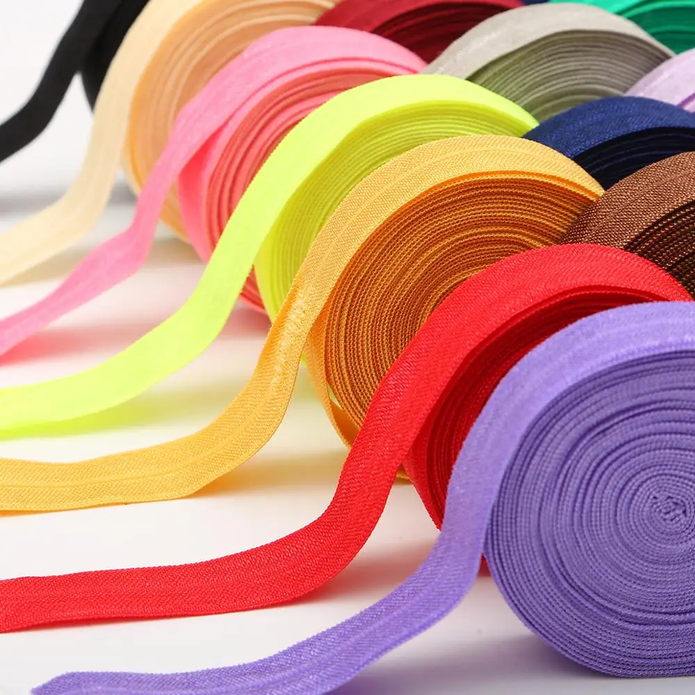 5 Yards/Roll 15mm Width Solid Colorful Elastic Ribbon Band Hair Bands Headband Dress Lace Trim DIY Garment Sewing Craft Supplies