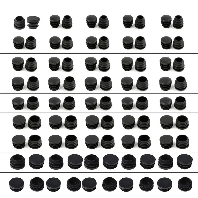 10Pcs Black Plastic Furniture Leg Plug Blanking End Bung For Round Pipe Tube