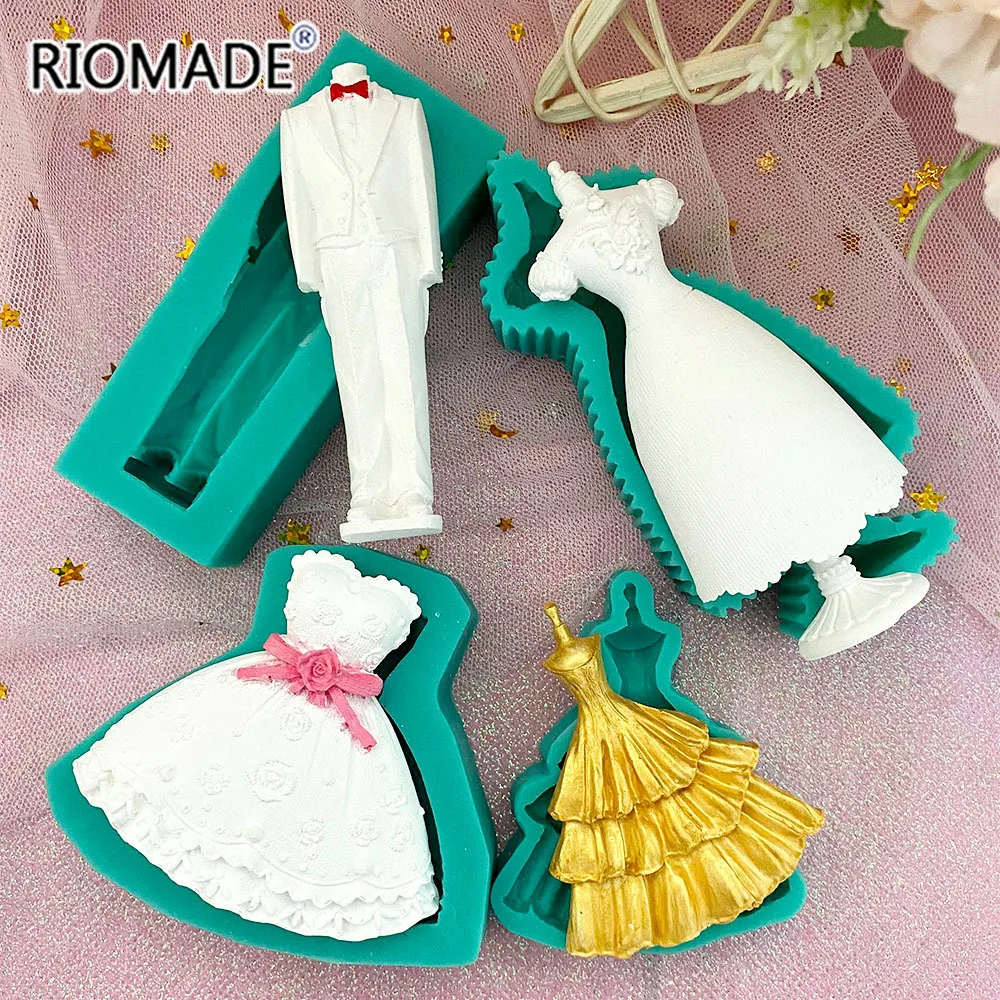 Wedding Dress Silicone Mold Marry Styles Fondant Cake Decorating Tools Chocolate Mousse Dessert Sugar Kitchen Baking Mould