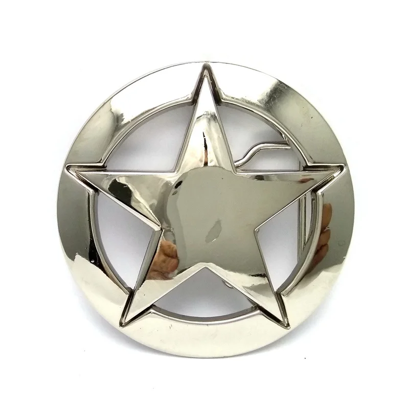 

Shiny Silver Circle Star Western Cowboy Metal Belt Buckle for Casual Men DIY Male Accessories Fashion Gift Drop Shipping Welcome