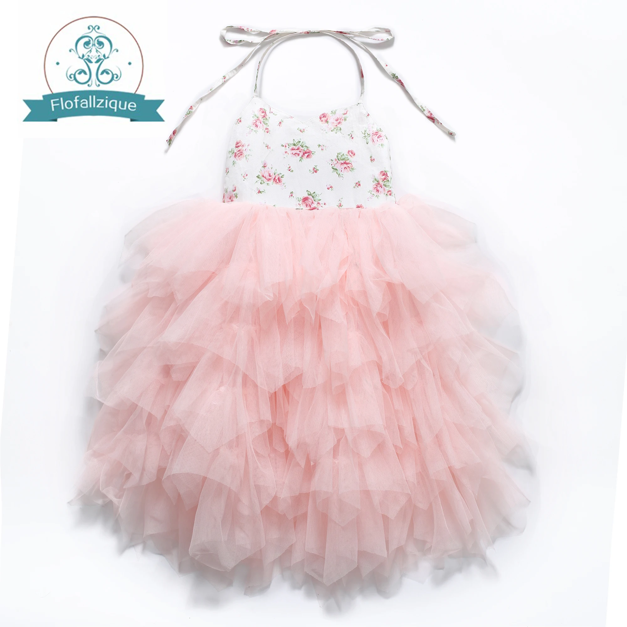 Flofallzique Baby Girls Dresses Sweet Sleeveless Long Style For Party Wedding Christmas Ball Gown Kids Clothes 1-8Y