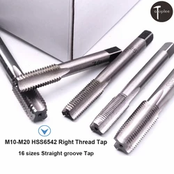 1pc 16 Sizes HSS Right Hand Metric Thread Tap HSS Screw Tap Drill Bit Machine Straight Shank Plug Tap M10 M12 M14 M16 M18 M20