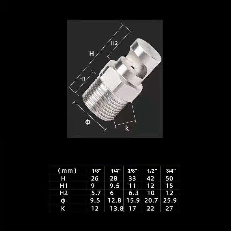 Deflected wide-angle flat fan nozzle 1/8\