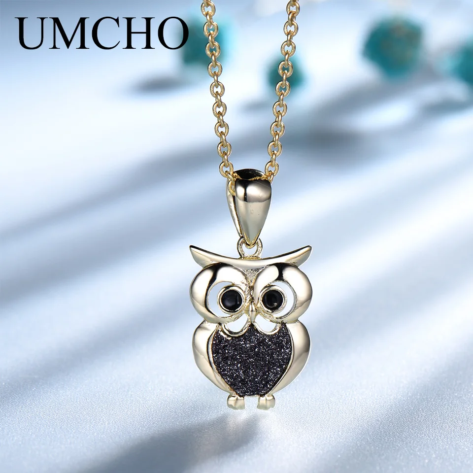 

UMCHO 100% S925 Sterling Silver Necklace Romatic Cute Owl Women Pendant Necklace For Girl Elegant Jewelry