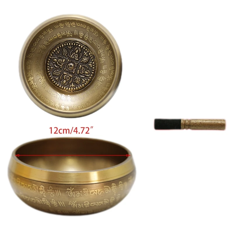 12cm Tibetan Buddhism Sing Bowl Yoga Meditation Chanting Handicraft Copper Healing Sound Home Decoration Gift