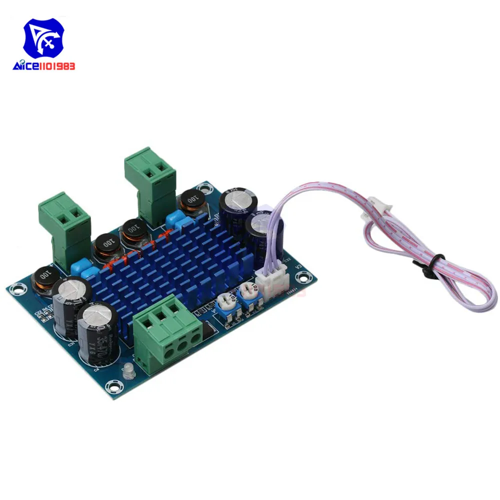 XH-M572 120W*2 Ultra Power TPA3116D2 Digital Amp Audio Amplifier Board Module DC 5 -28V with Wire