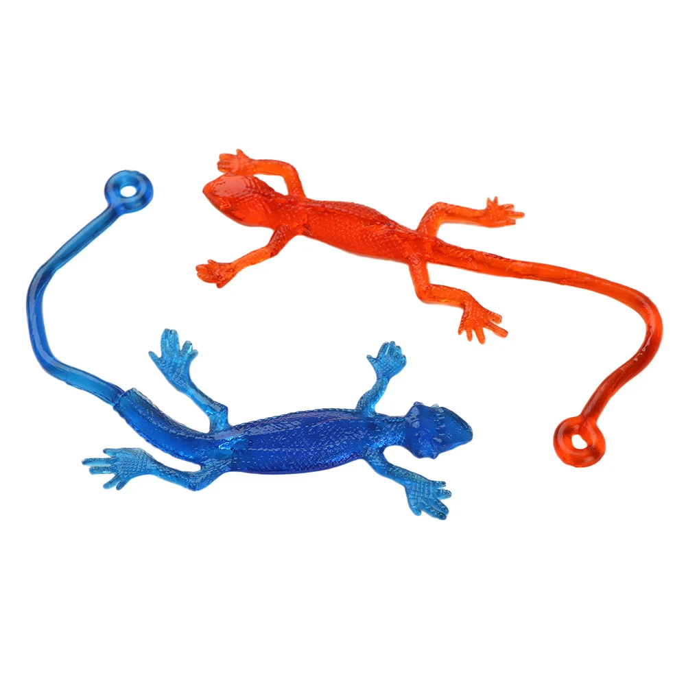 5Pcs Novelty Sticky Lizard Animals Retractable Viscous Rubber Lizard Children Funny Gadget Random Color