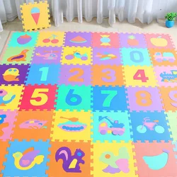 Estera de juego con diseño de números y animales para niños, Tapete de goma EVA de 30x30cm, para gatear, Yoga, 10 unidades por Set