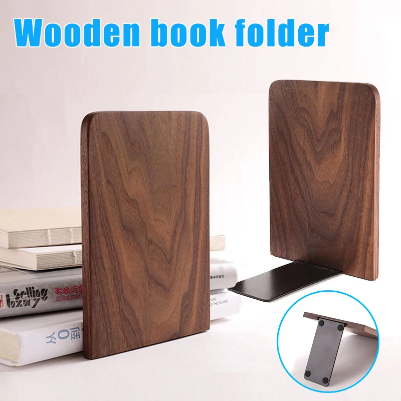 Natural Creative Wood Bookend Holder Reusable Resistance to Fall Book Holder for School Office Desktop Student Book Stand