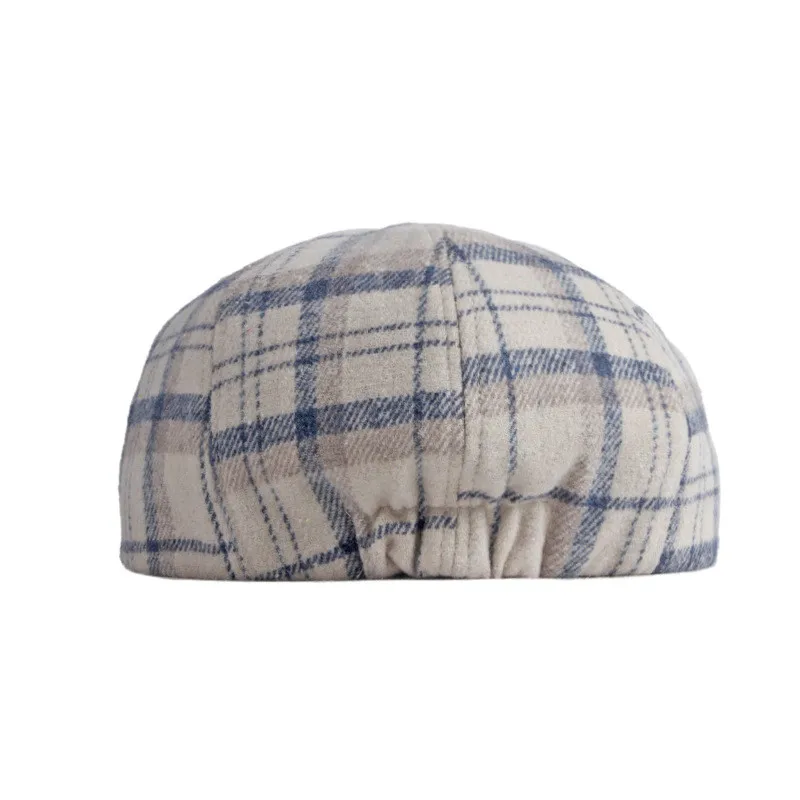 Autumn Winter Polyester Plaid Newsboy Caps Flat Peaked Cap Men and Women Painter Beret Hats 61