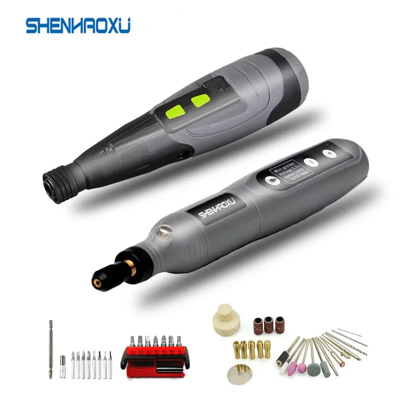 Two Power Tools Set Cordless Electric Screwdriver Mini Grinder Drill 3.6V Li-ion Battery Chargeable Multifuctional Accessories