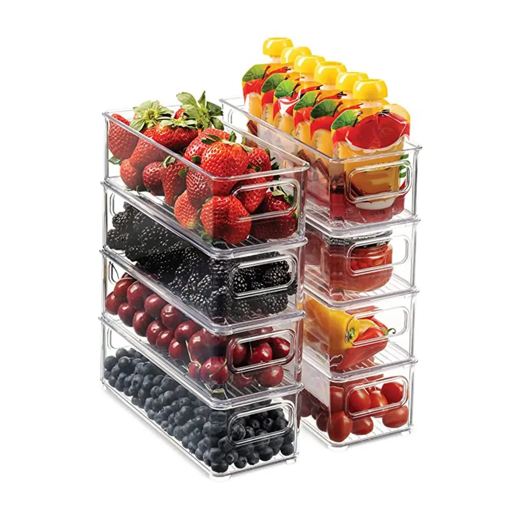 Transparent Refrigerator Organizer Bin Storage Box Compartment Refrigerator Drawer Fridge Storage Bin Containers Pantry Freezer