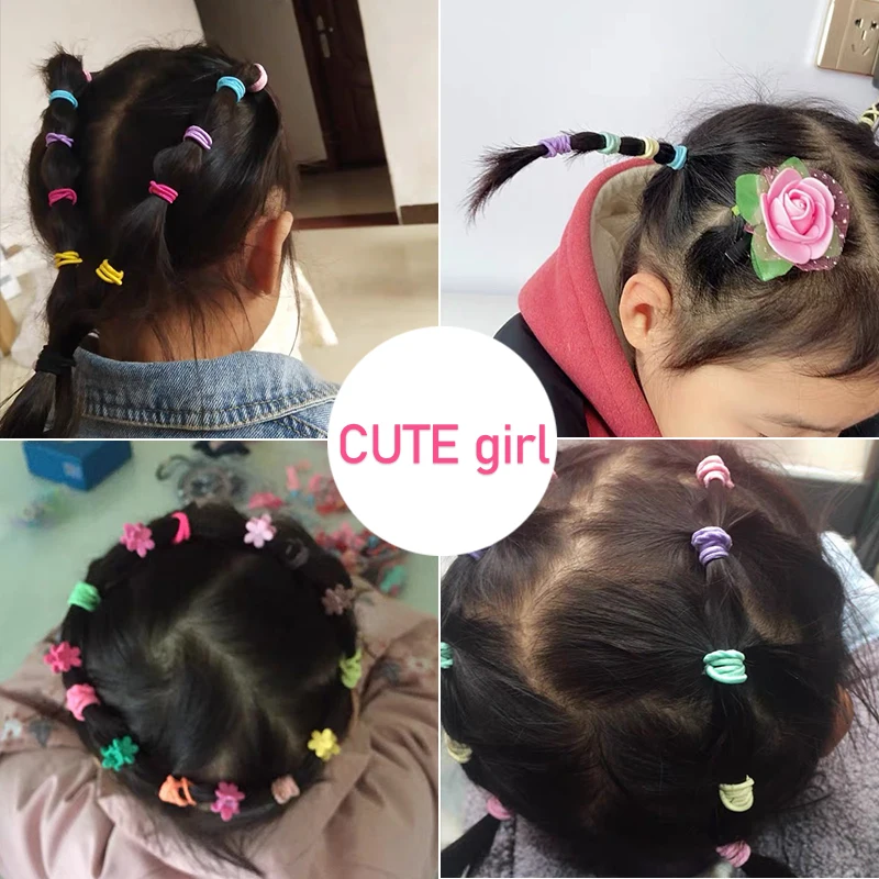 New 100pcs/lot Hair Accessories Girl Candy Color Elastic Rubber Band Hair band Child Baby Headband Scrunchie Hair Accessories