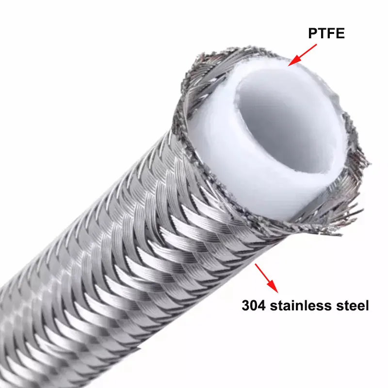 3Meter AN3 AN4 AN6 AN8 AN10 Fuel Oil Line Hose Stainless Steel Braided PTFE tube Brake Car Racing Oil Cooler Pipe Silver