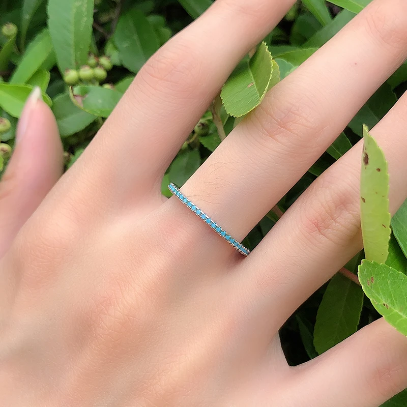 Kinel Tibetan Silver Classic Exquisite Circle Turquoise Charm Stackable Finger Ring For Women Trendy Fine Jewelry