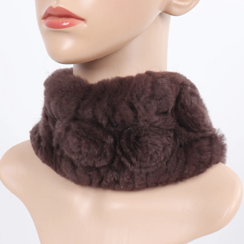 Damen Elastischer Blumen-Schal aus echtem Rex-Kaninchenfell, Natürlich Warmer Rex-Kaninchenfell-Stirnband, Damen Winter Echt-Rex-Kaninchenfell-Schals – Detail 34