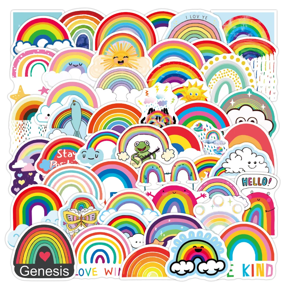 10/30/50PCS Rainbow Bridge Cartoon adesivi impermeabili fai da te Skateboard frigo moto bagagli carino Graffiti Sticker Decal Toy