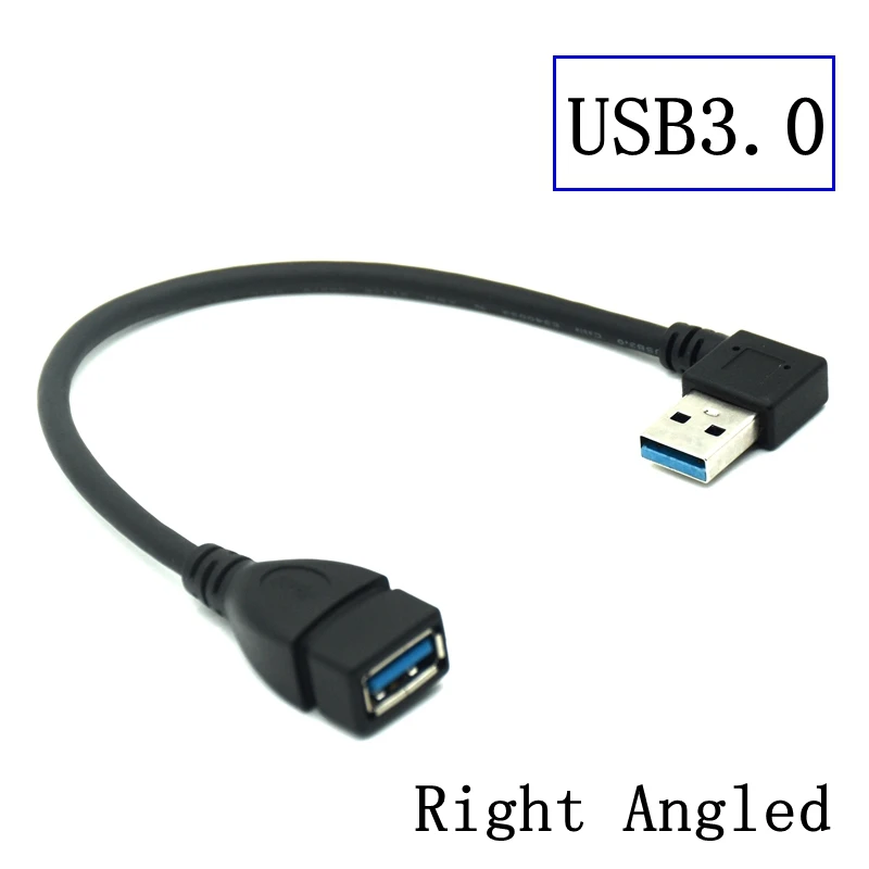 90 Degree Right & Left Elbow Super High Speed USB 3.0 Male To Female Cable Extension 15cm