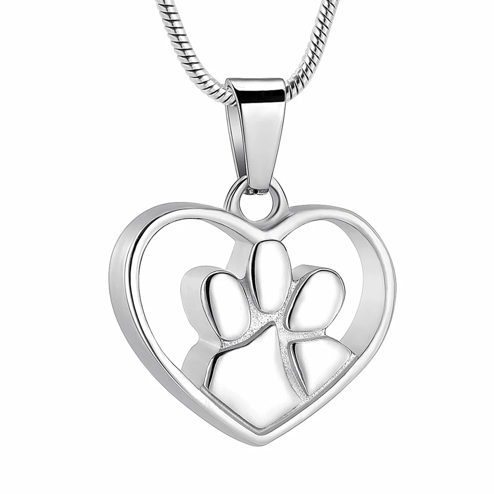 

Paw In My Heart Cremation Necklace For Pet Stainless Steel Memorial Jewelry Hold Dog Cat Ashes Keepsake Pendant