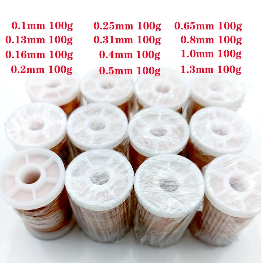 100g/PCS Polyurethane Enameled Copper Wire Varnished Diameter 0.1/0.13/0.16/0.2to1.3mm QA-1/155 2UEW For Transformer Wire Jumper