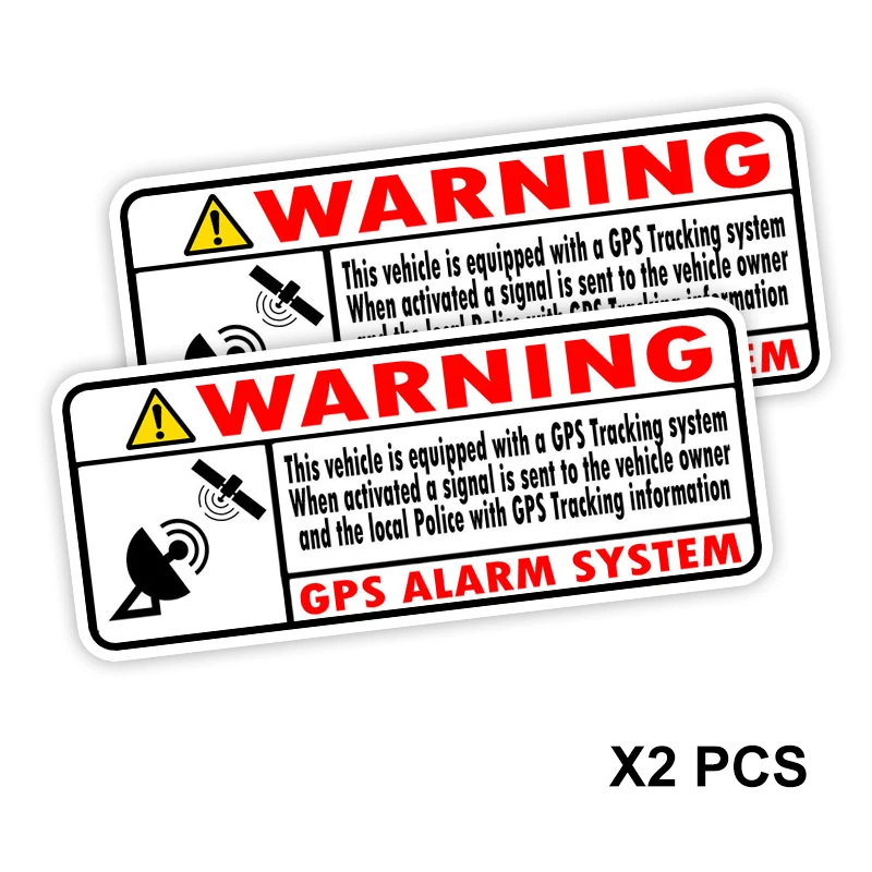 Y315# 2 PCS Warning GPS Alarm System Sticker on The Car Vinyl Decal Waterproof Decoration Car Stickers