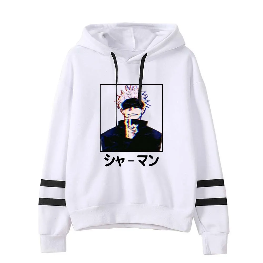 Jujutsu-Sudadera con capucha de holgada Kaisen, ropa para parte superior Unisex, de Anime japonés, talla grande 4XL, ropa de calle unicolor informal