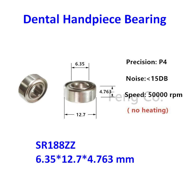 

10pcs Dental Handpiece Bearing SR188ZZ 6.35x12.7x4.7mm Stainless Steel Bearings 50000rpm P4 SR188