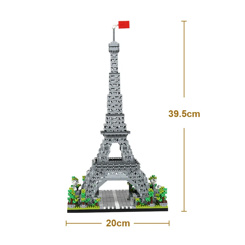 Architecture LEZI Mini Blocks World Creative Landmark Louvre Eiffel Tower Pisa Building Small Bricks Toy for Kids Gift 8002