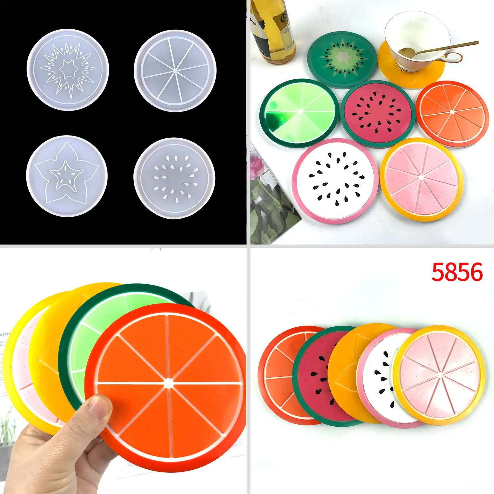 Fruit Cup Pad Silicone Mold DIY Watermelon Orange Coffee Round Cup Mat Table Home Decoration Molds For Epoxy Resin Making