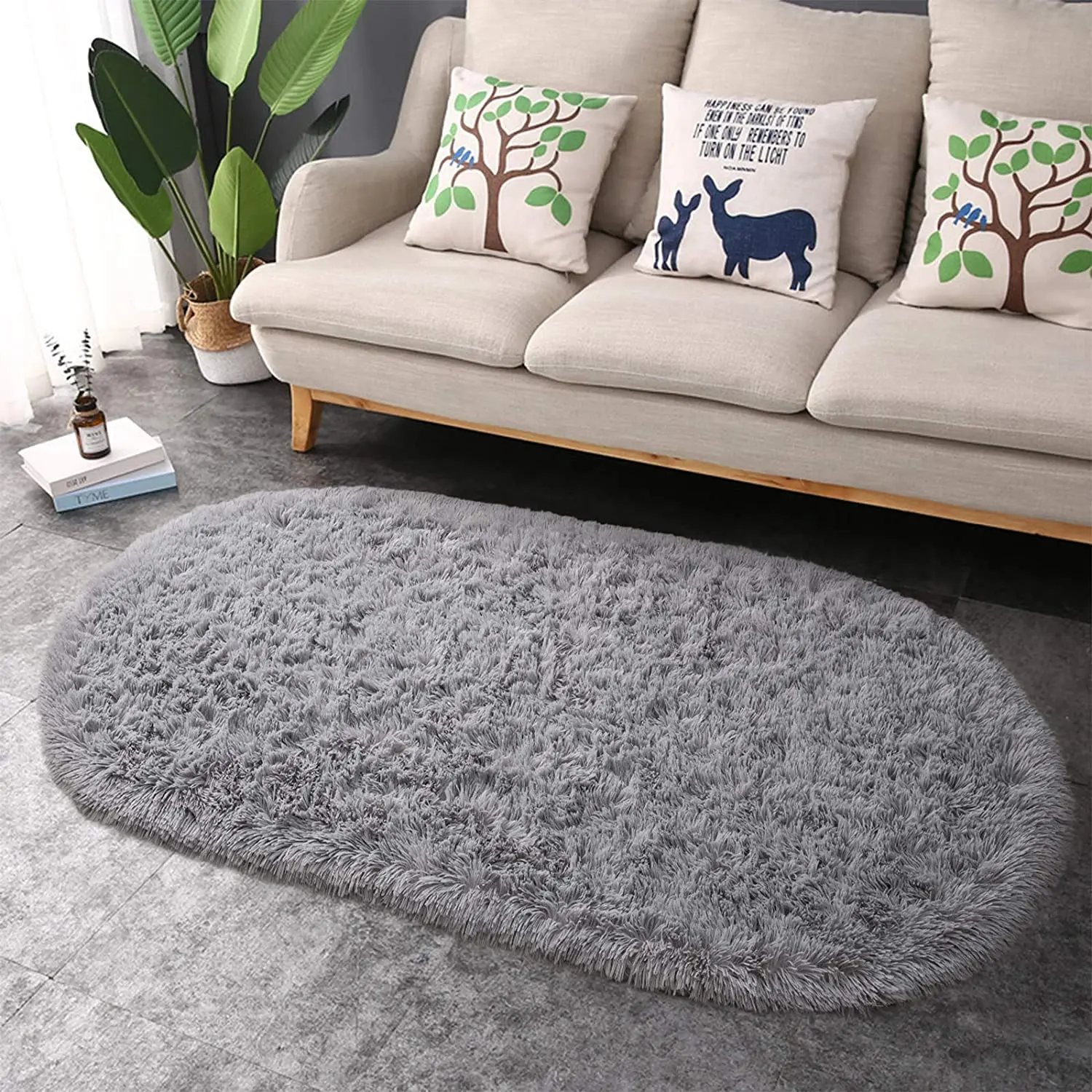 Oval Fluffy Ultra Soft Area Rugs Plush Shaggy Carpet for Kids Room Bedside Nursery Mats Living Room Carpet Home Decor Carpet