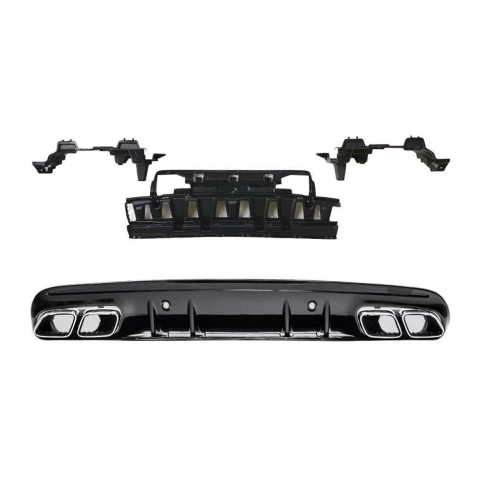 ABS Rear Bumper Diffuser With Big Exhaust Tips for Benz W205 Sedan S205 Wagon C200 C300 C450 C43 C63 with Amg Pacakge 15 - 22